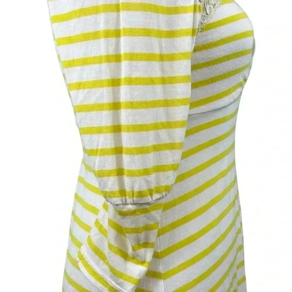 Free People yellow and white striped shirt with lace trim size small - Picture 8 of 10